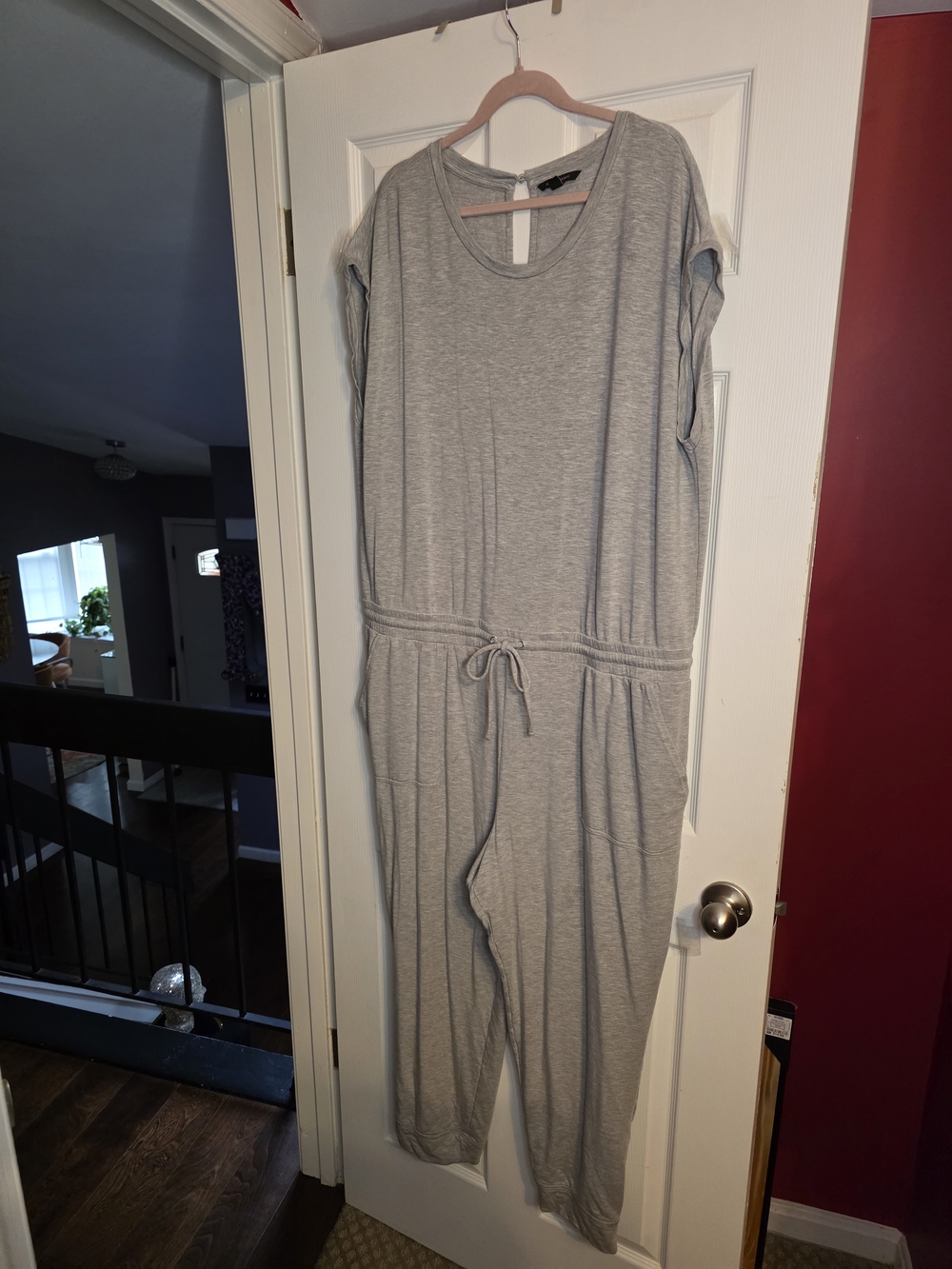 Banana Republic Light Gray Drawstring Jumpsuit
